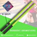 FITSTIX Drumsticks for Fitness & Aerobic Workout Classes Drum Sticks, Strong and Light Weight design make a fun addition to any exercise routine or class. (UV GREEN + FITGRIPS)