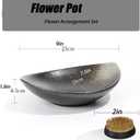 Japanese Ikebana Vase Kit,2inch Flower Frog Kanzan with 9inch Bowl Vase - Floral Frog Included,Various Styles (Frosted, Hammering Pattern)