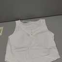 ZeroBound Built in Shelf Bra Crop Tank Tops for Women Scoop Neck Henley Button Sleeveless Shirts Casual Basic Tee Shirt Outfits Going Out (White, XL)