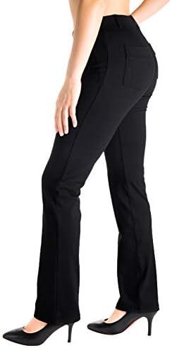 Yogipace,Belt Loops,Women's Regular Straight Leg Yoga Dress Pants, Size: L