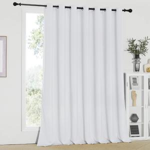 NICETOWN Room Divider Curtain, Sliding Door Curtain, Wide Width Thermal Drapes, Absorb Noise, Room Darkening, Vertical Blinds for Patio Door (Greyish White, Width 100 inches, Length 95 inches)