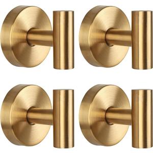 Suction Cup Hooks for Shower, Reusable Towel Hooks for Bathroom, T Shape Gold