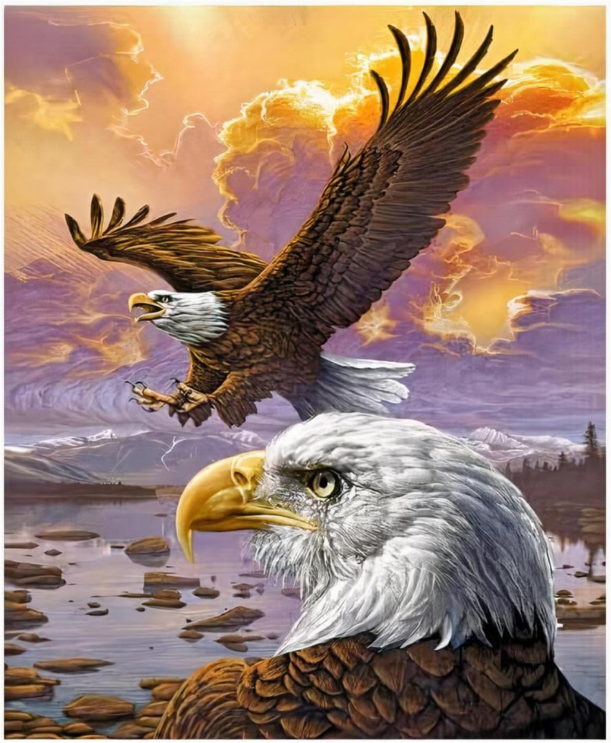 Dawhud Direct Fleece Throw Blanket - 75x90-Inch Flying Eagle Plush Blanket for Kids and Adults - Soft and Cozy for Bed, Couch, or Travel - Thoughtful Gifts Animal Lovers (Iii Eagle Clouds)