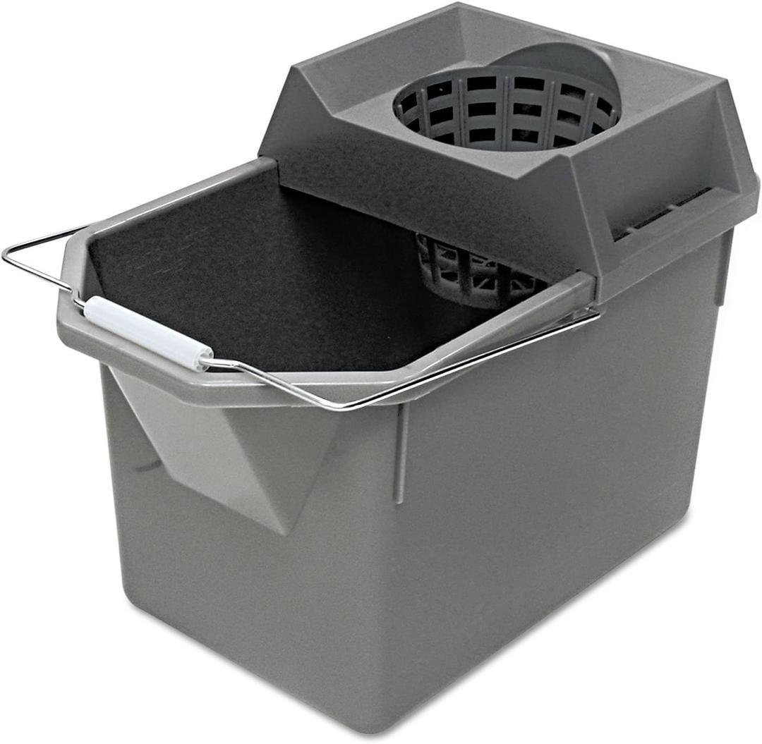 Rubbermaid Commercial Products, 15-Quart Lightweght Pail/Mop Bucket with Mop Strainer/Wringer Combo, Gray, Heavy Duty Mopping/Cleaning for Professional/Janitorial Use