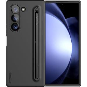 Nillkin for Samsung Fold 6 Case with Built-in Compact Writing Pen, Superior Liquid Silicone & Wireless Charging & S Pen Holder Slot Protective Samsung Galaxy Z Fold 6 Slim S Pen Phone Case, Black