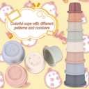 2 x 8pcs Stacking Cups for Rabbits, Different Sizes Stack up Bunny Snack Cups Multi-Colored Reusable Plastic Bunny Nesting Toys Stackable for Small Animals Guinea Pig Pet Hiding Food and Playing