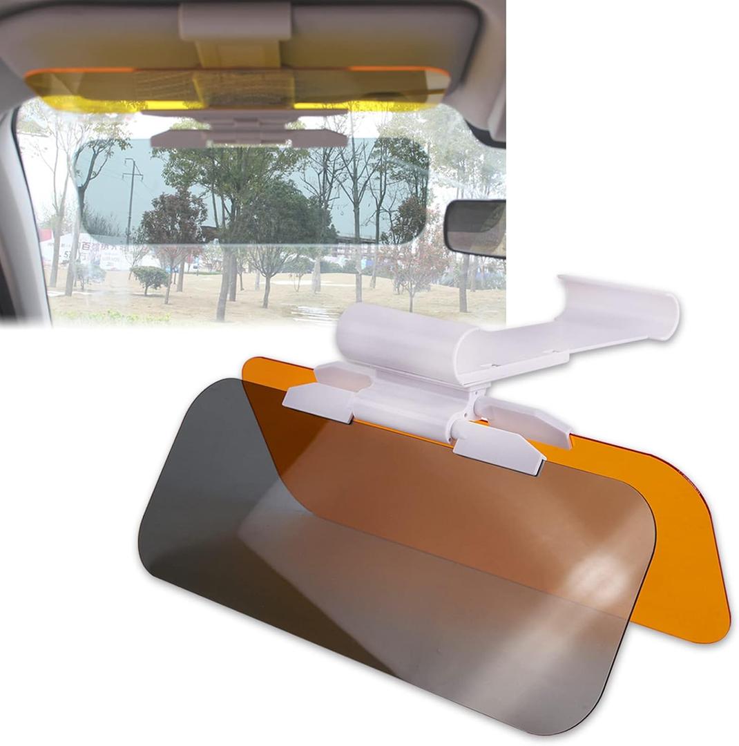 runmade 2Pcs Car Sun Visor Day and Night Shade Windshield Anti-Glare Blocker HD Driving Visor Glare Sun Shield Tinted Extension