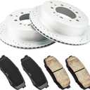 Rear Brake Rotors and Pads kit Torchbeam replacement for 2007-2021 Tundra, 2008-2021 Sequoia, 2008-2011 2013-2021 LX570, 31483+D1304 Drilled and Slotted Brake Rotors Ceramic Brake Pads