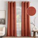 MIULEE Terracotta Linen Curtains 90 Inch Length 2 Panels Set for Living Room Bedroom Privacy Fall Farmhouse Burlap Weave Rust Semi Sheer Grommet Light Filtering Window Drapes, W37xL90, Burnt Orange