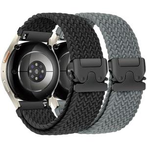 2 Pack Braided Bands for Samsung Galaxy Watch 7 6 5 4 FE Band 40mm 44mm/6 Classic 43mm 47mm/4 Classic 42mm 46mm/5 Pro/Active 2,20mm Elastic Nylon Sport Strap for Garmin Vivoactive 6/5/3 Women Men