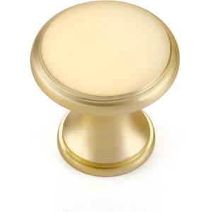 Ravinte 25 Pack Brushed Brass Kitchen Cabinet Knobs, Solid Brass Pulls Zinc Handles Simple Drawer Cabinet Hardware for Cupboard Drawer Knobs