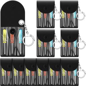 Jutom 10 Set Mini Screwdriver Keychain Set Bulk Includes 3 Mini Screwdrivers in a Portable Pouch with Snap with Hook Bulk Adult Men Employee Coworkers Gifts for Birthday Tool Party Favors Prize
