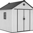 YITAHOME 7.3 x 7.3 ft Outdoor Plastic Storage Shed with Floor, Waterproof Garden Shed with Lockable Door, Windows & Vents, Plastic Tool Storage for Patio Furniture, Lawn Mower, Bike Storage