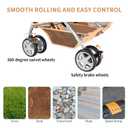 Double Pet Stroller, Foldable Stroller for 2 Dogs & Cats, Two-Seater Carrier Twin Dog Walk Jogger Travel Pet Carriage Cart with Storage, Beige
