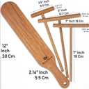 Crepe Spreader Set with Turner, 4-Piece Wooden Batter Tools (3.5, 5, 7, 12 Inch), T-Shaped Design for Pancakes and Griddle Cooking