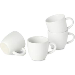 Hasense Ceramic 3 OZ Espresso Cups, Porcelain Espresso Demitasse Cups Set of 4 for Double shot, Lungo and Ristretto, Tiny Italian Expresso Shot Coffee Mugs for Home and Office, White