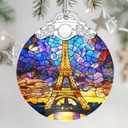 Christmas Ornaments: Stained Glass Ornament, Christmas Tree Ornament, Hanging Ornaments for Home Decor & Xmas Tree Decorations  Exquisite Holiday Decor, Gifts & Holiday Present - Eiffel Tower