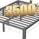FUIOBYVV 10 Inch Queen Bed Frame with Rounded Corner and Headboard Hole Mattress Retainers 3500 LBS Metal Heavy Duty Steel Slats Support No Box Spring Needed Platform Noise Free Easy Assembly
