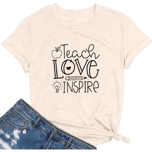 Teacher Woman T-Shirt Teach be Kind Teacher Summer Autumn Flowers Casual Short Sleeve T-Shirt XXL