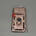 Janmitta Case for iPhone 13 Pro Max Phone Cover Built in Slide Camera Lens Cover+Screen Protector,Heavy Duty Shockproof Full Body PhoneCase with Finger Ring Holder Kickstand,Rose Gold