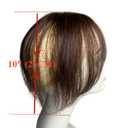 Human Hair Front Hairline Topper 10" Clip on Curtain Bangs 3D Side Fringe with Invisible PU & Lace Base (Dark Brown)