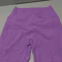 Yuerlian Women Cross Waist Workout Yoga Shorts with Pockets 5" High Waist Booty Biker Ribbed Short Purple 6