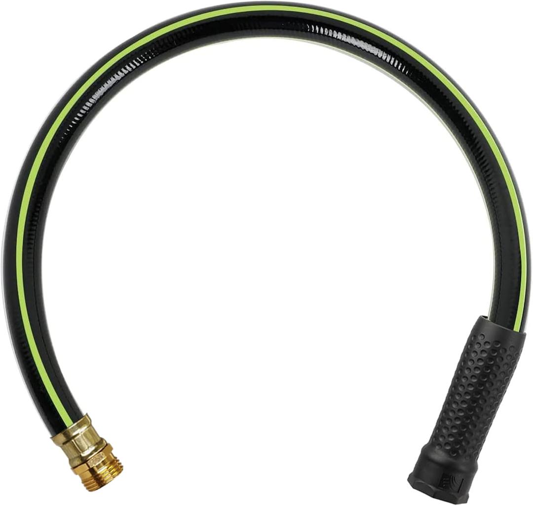 Worth Leader Short Garden Hose 3/4 in. x 2 ft. - Heavy Duty Lightweight PVC Water Hose - Flexible, No Kink, Leakproof, Male to Female Fittings - 200PSI Work & 500PSI Burst, for Lawn & Commercial Use