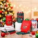 12 Pcs Christmas Can Cooler Sleeves 12 oz Drink Me Beer Drink Bottle Cooler Sleeves Reusable Beverages Can Insulated Covers for Soda Drinks Christmas Holiday Party Supplies