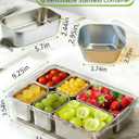 Snackle Box ContainerSnackle Box with 6 Compartment Stainless Steel Containers,Dishwasher Safety Snack Tray with Lid and Handle,Large divided serving tray for Travel, Picnic, Beach, Pool and Parties