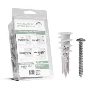 Reinforced Nylon 66 Heavy Duty Wall Anchors for Furniture, 90lb, Bulk Pack for Remodel, Multi-Room Projects, 50 Wall Anchors for Drywall and 50 Drywall Screws, Hang Home Decor, Tv Mount, Wall Decor