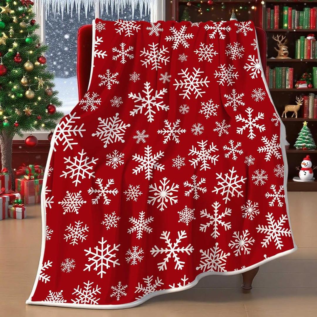 Christmas Snowflake Throw Blanket - Soft Cozy Warm Fleece for Couch and Bed - Plush Microfiber Flannel Winter Blanket 50 x 60 Inch