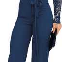 CHICME Womens Dressy Jumpsuits Casual One Piece Outfits Off Shoulder Lace Trim Overalls Straight Leg Pants (Blue, M)