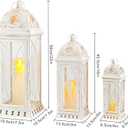 TRIROCKS Set of 3 Large Decorative Candle Lanterns 22''&16"&11" H Vintage Candle Holders for Garden Yard Patio Wedding Parties Events Christmas Indoors Outdoors(Beige with Gold Brush)