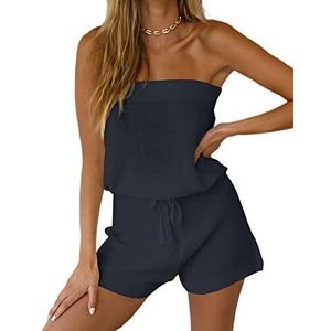 Chang Yun Womens Summer Jumpsuits Casual Loose Sleeveless Off Shoulder Elastic Waist Romper Loungewear Two Piece Outfits, XL