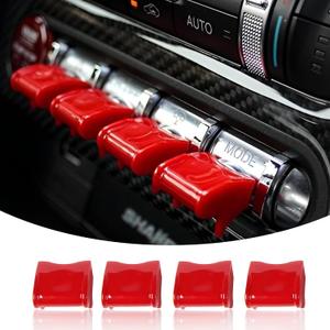 Bonbo Center Console Dashboard Control Button Cover Trim Interior Accessories for Ford Mustang 2015-2022(4 Pack, Red)