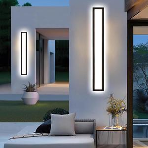 MELUCEE 2 Pack 24in LED Long Outdoor Wall Lights 24W 5 Color Dimmable | Modern Exterior Lighting Fixtures LED Linear Outdoor Wall Sconce for Garage Patio Balcony Porch, 3000K-6000K Adjustable