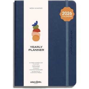 Anecdote 2026 Planner: 52 Week Daily Planner, Yearly, Monthly & Weekly Workflow for Planning Your Success  Vegan Leather Hardcover, Start Anytime & Achieve your Goals - Ocean Blue