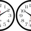 HIPPIH 2 Pack Silent Wall Clock, 10 Inch Non Ticking Quiet Digital Sweep Decorative Battery Operated Wall Clocks for Living Room Bedroom Kitchen School Office Decor, Black (With Red Second Hand)