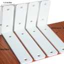 6 Pack - L 6" x H 4" x W1.5, 5mm Thick White L Shelf Bracket, Iron Shelf Brackets, Metal Shelf Brackets, Floating Shelf, Shelf Supports with Screws