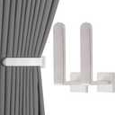 2 Pack Metal Curtain Holdbacks Modern Curtain Tiebacks U Shaped Curtain Hooks for Wall Curtain Pull Backs Curtain Holders Curtain Tie Backs for Curtains (2, Silver)