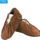 PATIKIL Reusable Shoe Covers, 5 Pair Washable Thickened Boot Shoe Covers Non-Slip Shoe Protectors Covers for Household Office Laboratory, Brown, Suitable for Shoe Sizes: 36-44