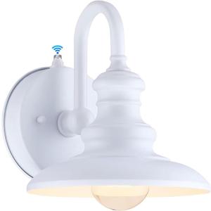 LONEDRUID Dusk to Dawn Sensor Outdoor Gooseneck Barn Light Fixtures White Exterior Wall Sconce Lighting Waterproof Outside Porch Lantern Rustic Wall Mount Lamp for House Garage Farmhouse