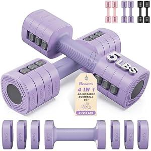 Rendpas Adjustable Dumbbell Set of 2, 10lb & 22lb Pairs (5lb/ 11lb Each)
