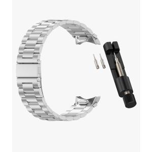 FitTurn Bands Compatible with Samsung Galaxy Watch 7/6/6 Classic/5/4/FE Metal Stainless Steel Watch Band Replacement Classic Durable Solid Link Accessory Buckle Metal Strap Wrist Band for Galaxy Watch 7 Fitness Tracker