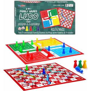Ankit Toys & Games Ludo & Snakes and Ladders Board Game Set Classic 2in1 Family Fun for Kids and Adults (Standard Edition)