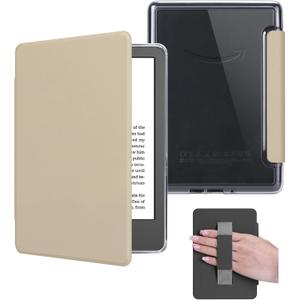 Case with Hand Strap for 6" Kindle Paperwhite (10th Generation-2018 Release,Model No.PQ94WIF),Lihght PU Leather Cover and Transparent Hard Back,with Auto Sleep/Wake,Oat Coffee