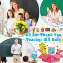 HOWAF 72 Pack Teacher Appreciation Gift Bulk, 24 Thank You Teacher Gift Card 24 Thank You Teacher Key Chain with Bags, Teachers Day Graduation End of School Year Christmas Gift for Teacher