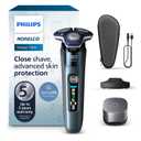 Philips Norelco Shaver Series 7000, Wet & Dry Electric Shaver with SenseIQ Technology, Pop-up Trimmer, Charging Stand, Travel Case, UV Sanitizing Cube, Model S7889/91 (Dark Chrome)