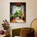 GUMONE Paint by Numbers Kit for Adults,Easy Acrylic on Canvas 16x20 inch with Paints and Brushes,Paint by Numbers Landscape Cat for Home Wall Decor (Flower Room Cat)