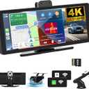Wireless CarPlay Screen for Car 10.26" 4K Dash Cam and 1080P Backup Camera - Carplay & Android Auto Car Stereo with GPS Navigation/Voice Control/Siri/Mirror Link/Bluetooth/FM Satellite Radio Receiver